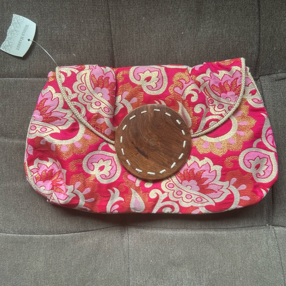 Pink Floral Clutch Bag